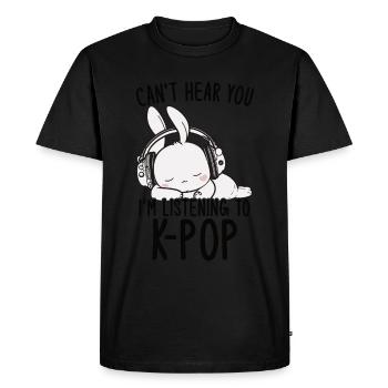 Je ne t’entends pas, j’écoute Kpop Rabbit K-pop - T-shirt Premium bio Homme - noir - Devant - Nico (187cm)