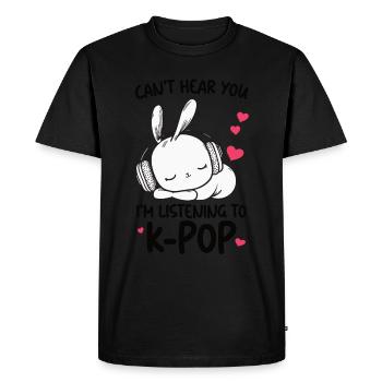 Je ne t’entends pas, j’écoute Kpop Rabbit K-pop - T-shirt Premium bio Homme - noir - Devant - Nico (187cm)