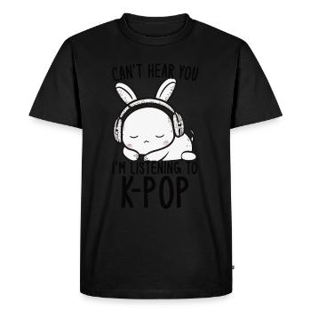 Je ne t’entends pas, j’écoute Kpop Rabbit K-pop - T-shirt Premium bio Homme - noir - Devant - Nico (187cm)