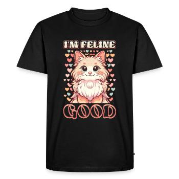 Drôle De Chat Dame, Chat Maman - T-shirt Premium bio Homme - noir - Devant - Nico (187cm)