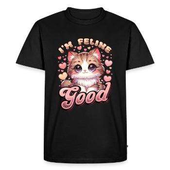 Drôle De Chat Dame, Chat Maman - T-shirt Premium bio Homme - noir - Devant - Nico (187cm)