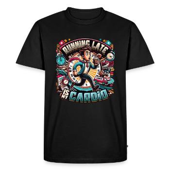 Courir en retard Humour Sarcasme Toujours en retard - T-shirt Premium bio Homme - noir - Devant - Nico (187cm)