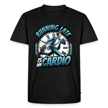 Courir en retard Humour Sarcasme Toujours en retard - T-shirt Premium bio Homme - noir - Devant - Nico (187cm)