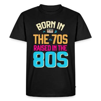 Fille garçon enfants 70 s 80 s 90 s Disco Costume tenue - T-shirt Premium bio Homme - noir - Devant - Nico (187cm)