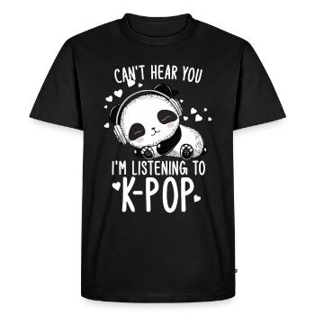 Je ne t’entends pas, j’écoute des produits Kpop - T-shirt Premium bio Homme - noir - Devant - Nico (187cm)