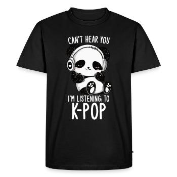 Je ne t’entends pas, j’écoute des produits Kpop - T-shirt Premium bio Homme - noir - Devant - Nico (187cm)