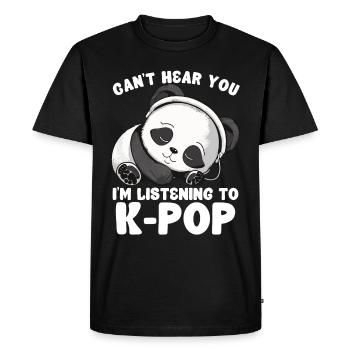Je ne t’entends pas, j’écoute des produits Kpop - T-shirt Premium bio Homme - noir - Devant - Nico (187cm)