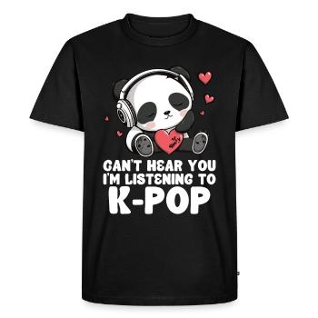 Je ne t’entends pas, j’écoute des produits Kpop - T-shirt Premium bio Homme - noir - Devant - Nico (187cm)