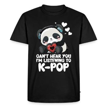 Je ne t’entends pas, j’écoute des produits Kpop - T-shirt Premium bio Homme - noir - Devant - Nico (187cm)