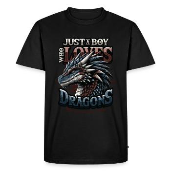Just A Boy Who Loves Dragons - Boys Dragons - Men's Premium Organic T-Shirt - black - Front - Nico (187cm)