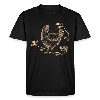 Drôle Devinez quoi ? Cul de poulet ! - T-shirt Premium bio Homme - noir - Devant - Nico (187cm)