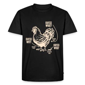 Drôle Devinez quoi ? Cul de poulet ! - T-shirt Premium bio Homme - noir - Devant - Nico (187cm)