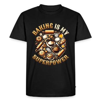 Pâtisserie Superpower Boulanger Dessert Confiseur - T-shirt Premium bio Homme - noir - Devant - Nico (187cm)