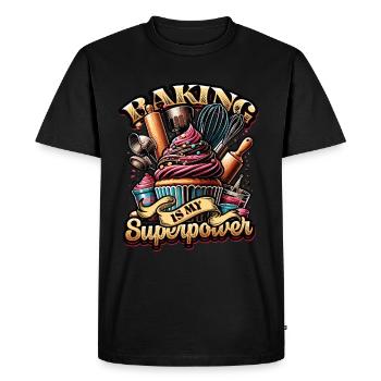 Pâtisserie Superpower Boulanger Dessert Confiseur - T-shirt Premium bio Homme - noir - Devant - Nico (187cm)
