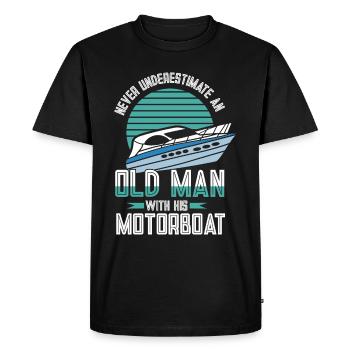 Bateau à moteur - Capitaine Bateau à moteur du lac Boater - T-shirt Premium bio Homme - noir - Devant - Nico (187cm)