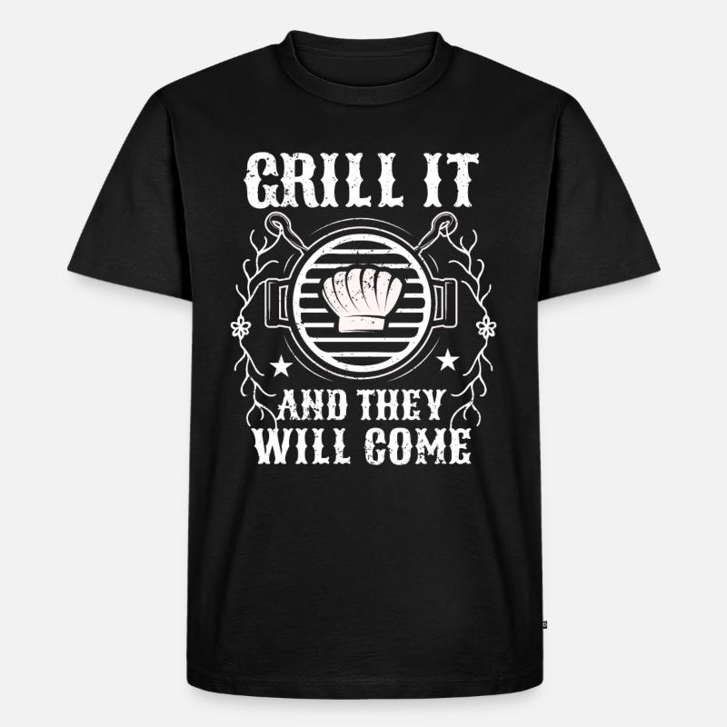 BBQ -Raucher Fleisch Grillen Lustiger - Männer Premium Bio T-Shirt - Schwarz