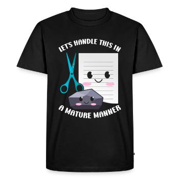 Ciseaux Papier Pierre Drôle Groupe Kawaii - T-shirt Premium bio Homme - noir - Devant - Nico (187cm)