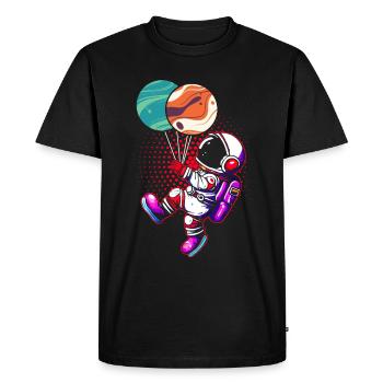 Astronaute tenant des ballons de planète Système solaire - T-shirt Premium bio Homme - noir - Devant - Nico (187cm)