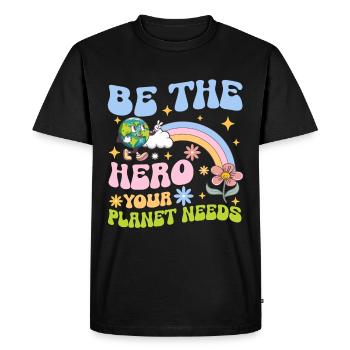 Jour de la Terre Groovy Hippie Années 70 Rétro Rétro - T-shirt Premium bio Homme - noir - Devant - Nico (187cm)