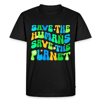 Jour de la Terre Groovy Hippie Années 70 Rétro Rétro - T-shirt Premium bio Homme - noir - Devant - Nico (187cm)