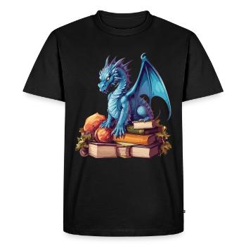 Dragons Und Bücher Nerd Dragon Liebhaber - Männer Premium Bio T-Shirt - Schwarz - Vorne - Nico (187cm)