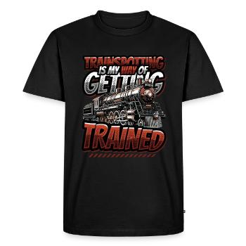 Trainspotting Train Lovers Trains - Men's Premium Organic T-Shirt - black - Front - Nico (187cm)