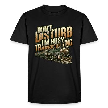 Trainspotting Train Lovers Trains - Men's Premium Organic T-Shirt - black - Front - Nico (187cm)