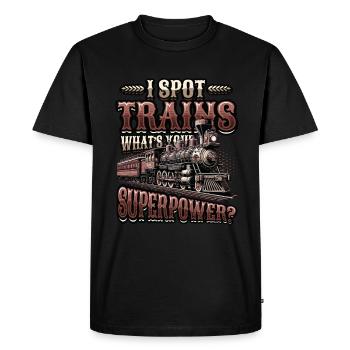 Trainspotting Train Lovers Trains - Men's Premium Organic T-Shirt - black - Front - Nico (187cm)