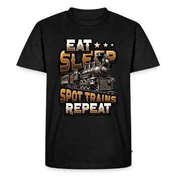 Trainspotting Train Lovers Trains - Men's Premium Organic T-Shirt - black - Front - Nico (187cm)