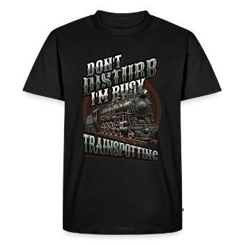 Trainspotting Train Lovers Trains - Men's Premium Organic T-Shirt - black - Front - Nico (187cm)