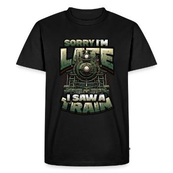 Trainspotting Train Lovers Trains - Men's Premium Organic T-Shirt - black - Front - Nico (187cm)