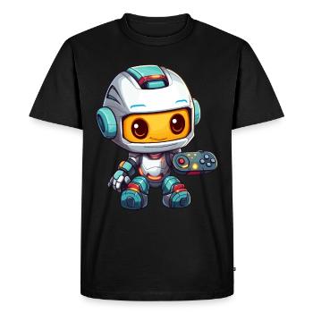 Robot mignon Joueur Robot de jeu drôle - T-shirt Premium bio Homme - noir - Devant - Nico (187cm)