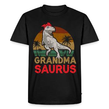 Omasaurus T Rex Dinosaur Granny Saurus - Men's Premium Organic T-Shirt - black - Front - Nico (187cm)