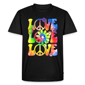 Groovy Tie Dye rétro des années 70 Hippie Vintage - T-shirt Premium bio Homme - noir - Devant - Nico (187cm)