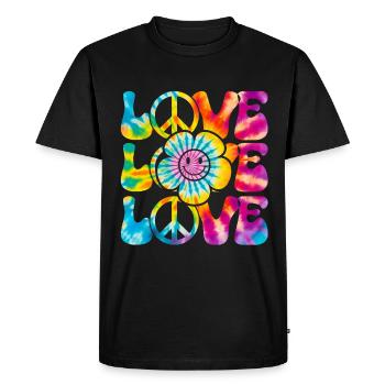 Groovy Tie Dye rétro des années 70 Hippie Vintage - T-shirt Premium bio Homme - noir - Devant - Nico (187cm)