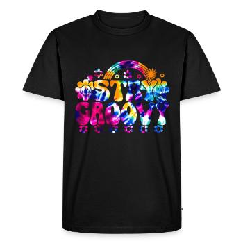 Groovy Tie Dye rétro des années 70 Hippie Vintage - T-shirt Premium bio Homme - noir - Devant - Nico (187cm)