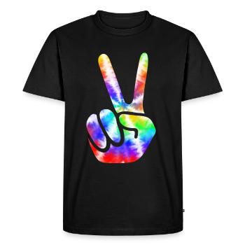Groovy Tie Dye rétro des années 70 Hippie Vintage - T-shirt Premium bio Homme - noir - Devant - Nico (187cm)