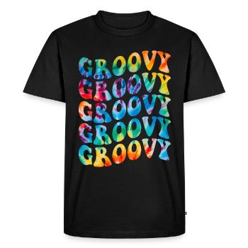 Groovy Tie Dye rétro des années 70 Hippie Vintage - T-shirt Premium bio Homme - noir - Devant - Nico (187cm)