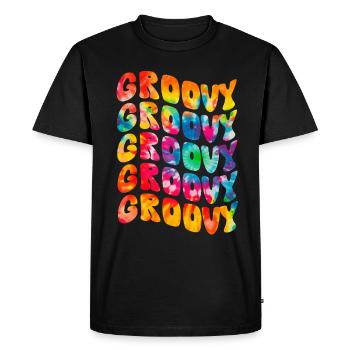 Groovy Tie Dye rétro des années 70 Hippie Vintage - T-shirt Premium bio Homme - noir - Devant - Nico (187cm)