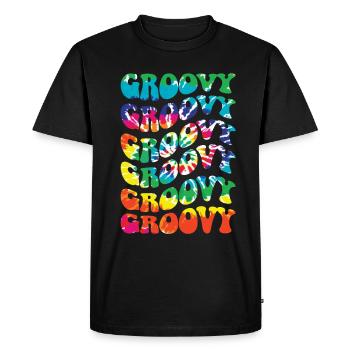 Groovy Tie Dye rétro des années 70 Hippie Vintage - T-shirt Premium bio Homme - noir - Devant - Nico (187cm)