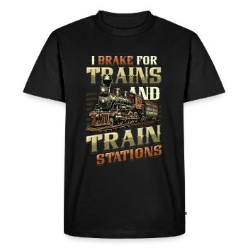 Trainspotting Train Lovers Trains - Men's Premium Organic T-Shirt - black - Front - Nico (187cm)
