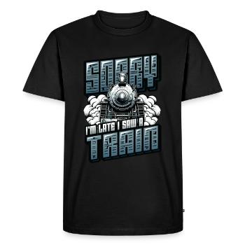 Trainspotting Train Lovers Trains - Men's Premium Organic T-Shirt - black - Front - Nico (187cm)