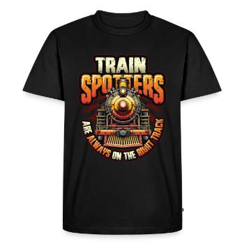 Trainspotting Train Lovers Trains - Men's Premium Organic T-Shirt - black - Front - Nico (187cm)