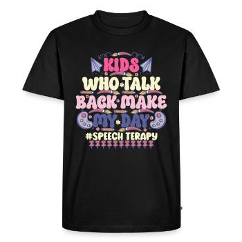 Orthophoniste Groovy SLP - T-shirt Premium bio Homme - noir - Devant - Nico (187cm)