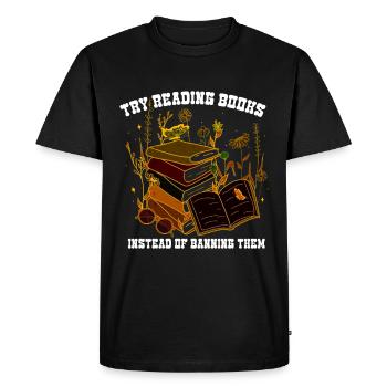 Livres interdits Amateurs de livres Lire des livres Livres - T-shirt Premium bio Homme - noir - Devant - Nico (187cm)