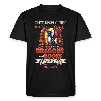 Dragons et livres Dragon Lover Bookish - T-shirt Premium bio Homme - noir - Devant - Nico (187cm)