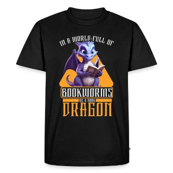 Dragons et livres Dragon Lover Bookish - T-shirt Premium bio Homme - noir - Devant - Nico (187cm)