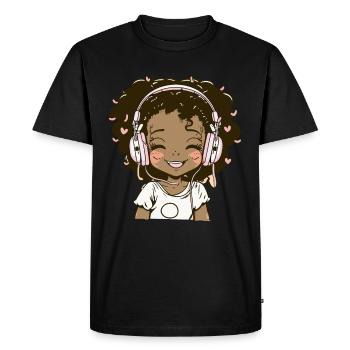 K-Pop Anime Musique Kpop afro-américaine - T-shirt Premium bio Homme - noir - Devant - Nico (187cm)