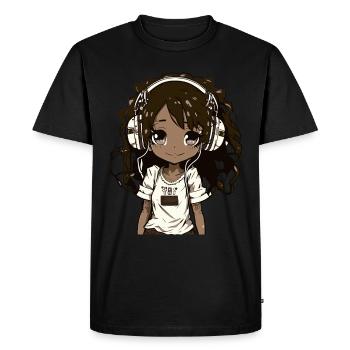 K-Pop Anime Musique Kpop afro-américaine - T-shirt Premium bio Homme - noir - Devant - Nico (187cm)