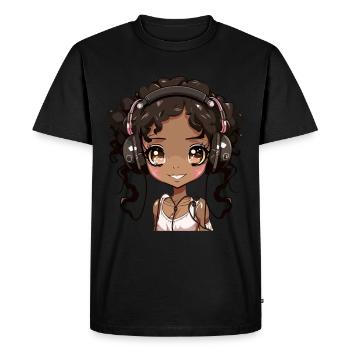 K-Pop Anime Musique Kpop afro-américaine - T-shirt Premium bio Homme - noir - Devant - Nico (187cm)